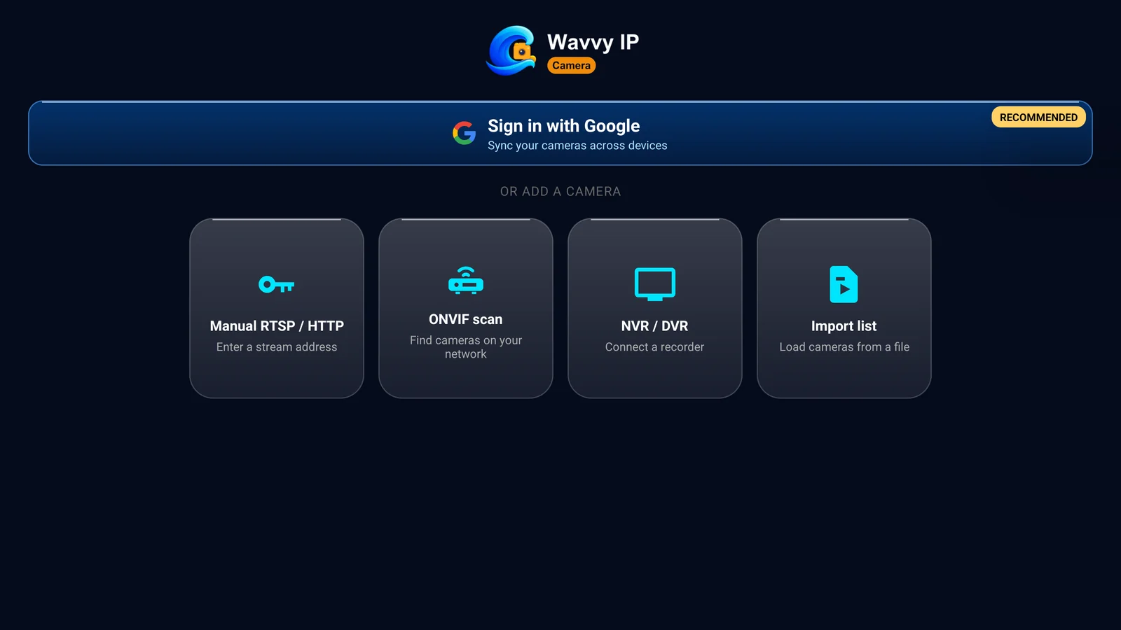 Wavvy IP Camera on Android TV